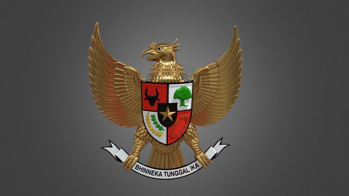 Garuda Pancasila - National emblem of Indonesia 3D Model