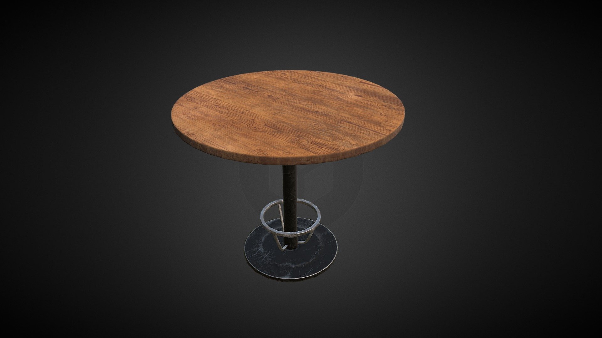 Wooden bar table with steel footboard Download Free 3D model by Mike