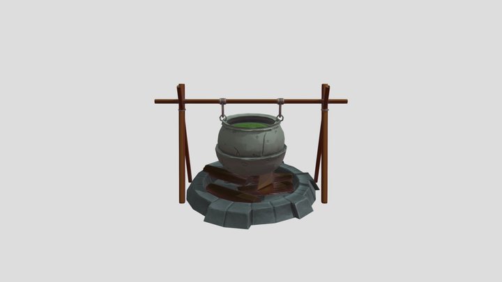 Stylised Cooking Pot 3D Model