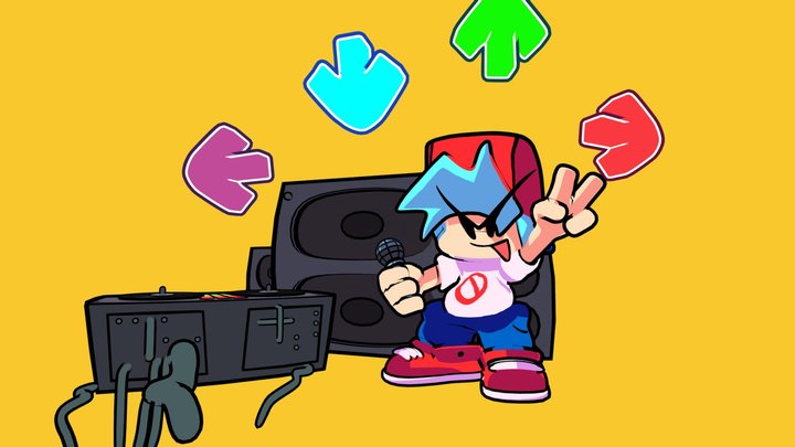 Friday Night Funkin' - Boyfriend and Props 3D Model