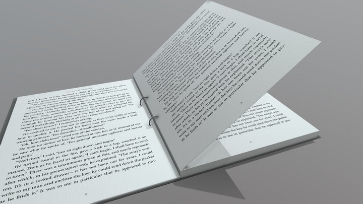 Book with 50 pages animated 3D Model