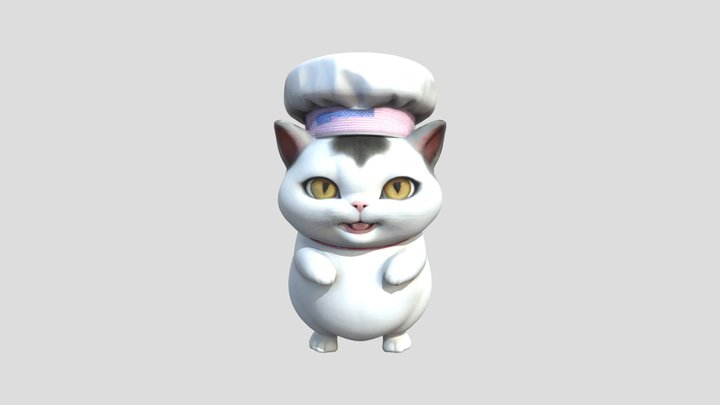 Anime Chef Cat 3D Model