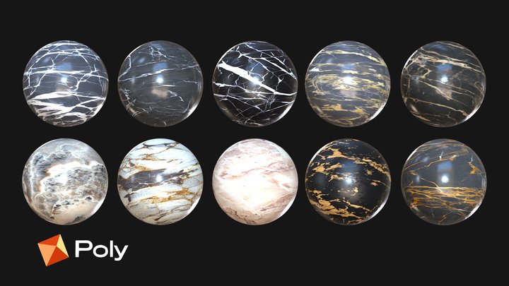 10 Realistic Marble Material Pack - PBR Textures 3D Model