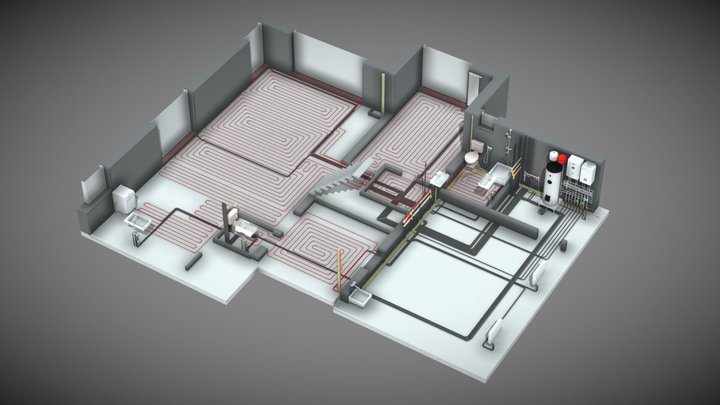 2022-257-MEP сводная 1 эт 3D Model