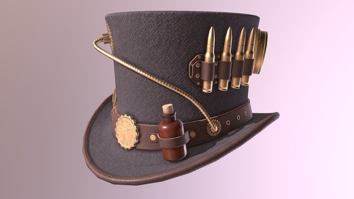 HAT - Steampunk Top Hat - PBR Game Ready 3D Model