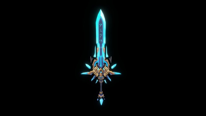 Hand Painted Texture Fantasy Sword 3D Model