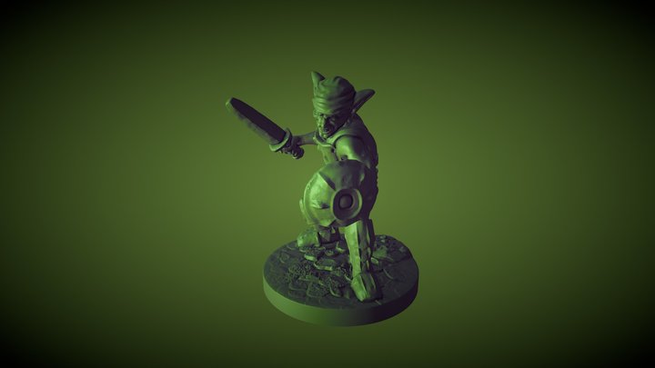 3d printable Goblin swordman 28mm Miiniature 3D Model