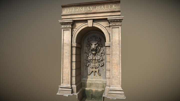 Prague Fountain, Lion 3D Model