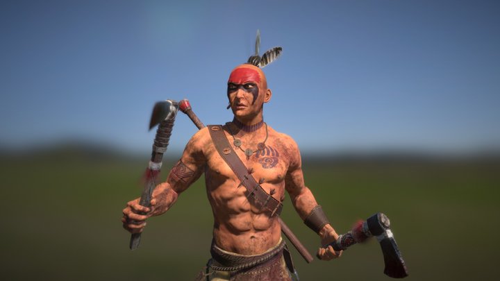 native american kaloosa lowpoly 3D Model