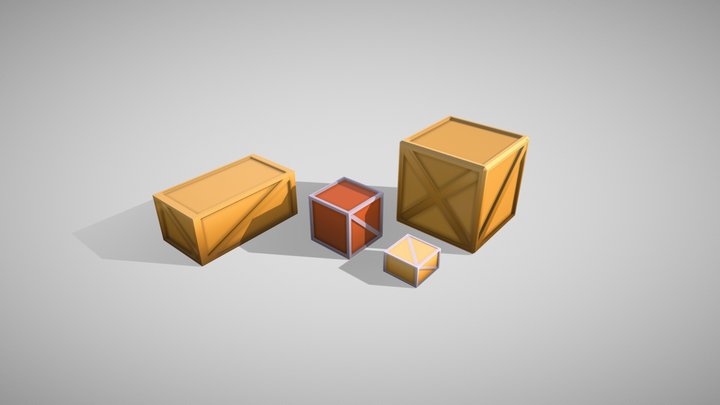 Cartoon Crates (Simplified) 3D Model