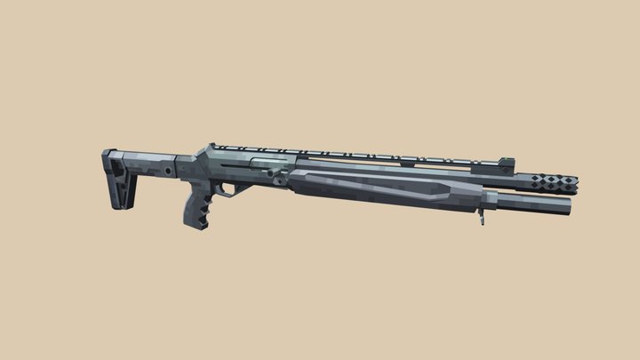 Low Poly MP155 Tactical 3D Model