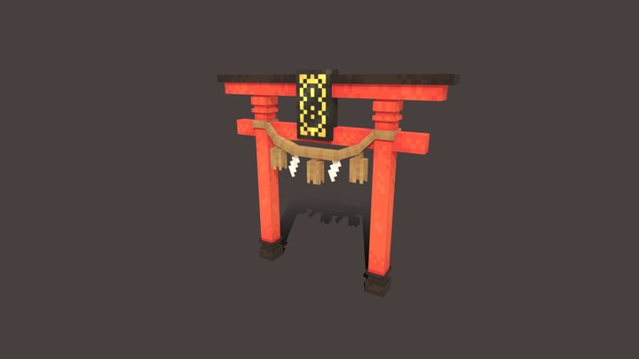 Low-poly Decorated Torii Gate 3D Model