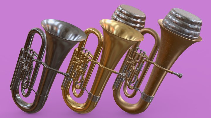 Tuba - Brass Instrument 3D Model