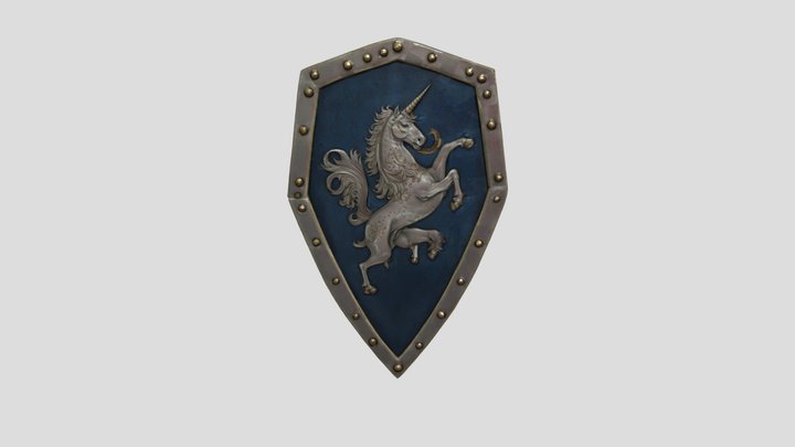 Unicorn Crest Shield 3D Model