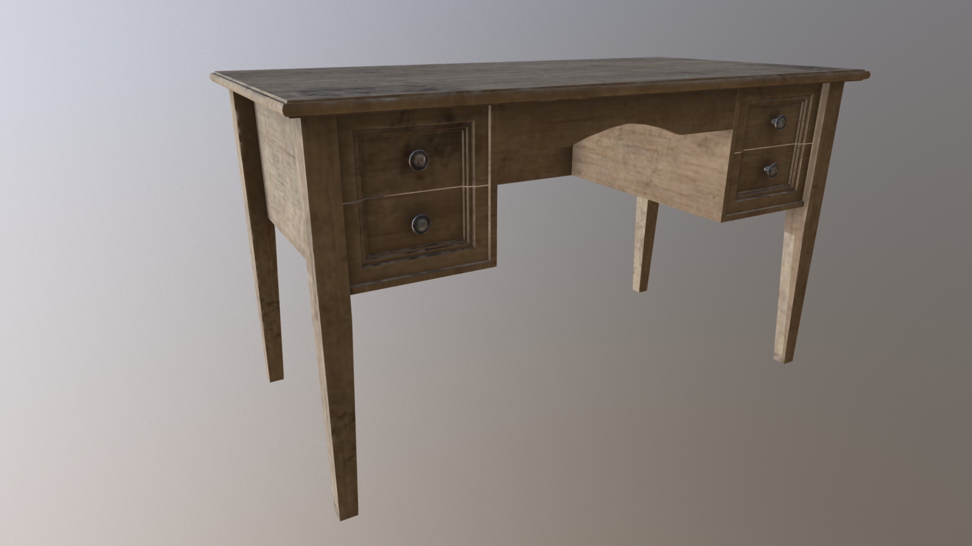 3D model Old table - This is a 3D model of the Old table. The 3D model is about a wooden table with drawers.