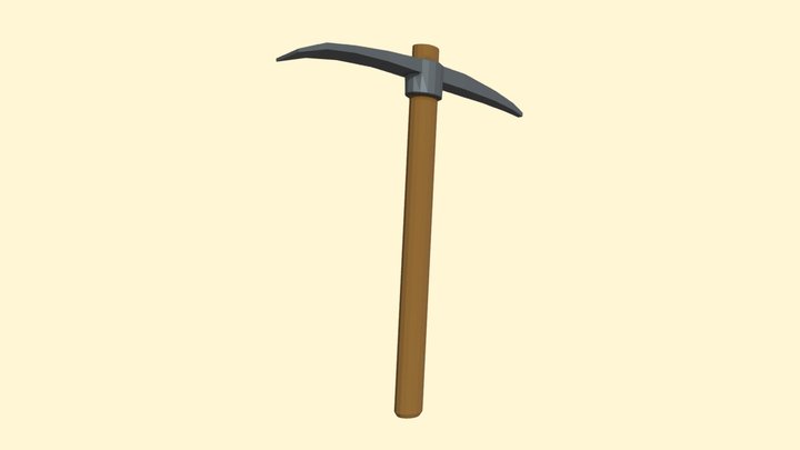 Low Poly Wooden Pickaxe 3D Model