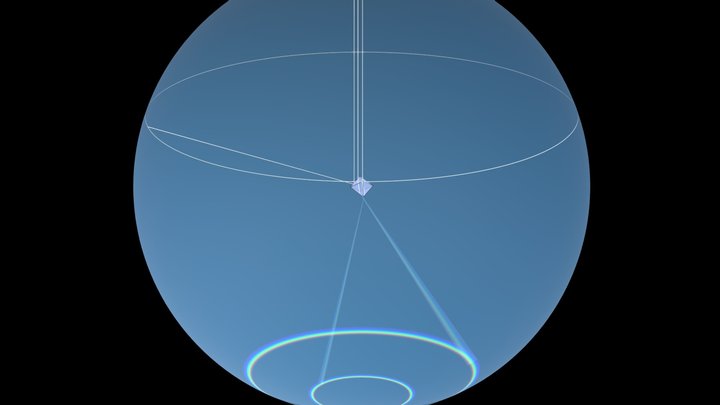 Octahedral crystal of ice - refraction of light