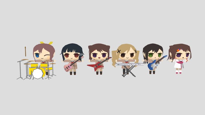 Lowpoly Poppin'party + Popy(Synth) 3D Model