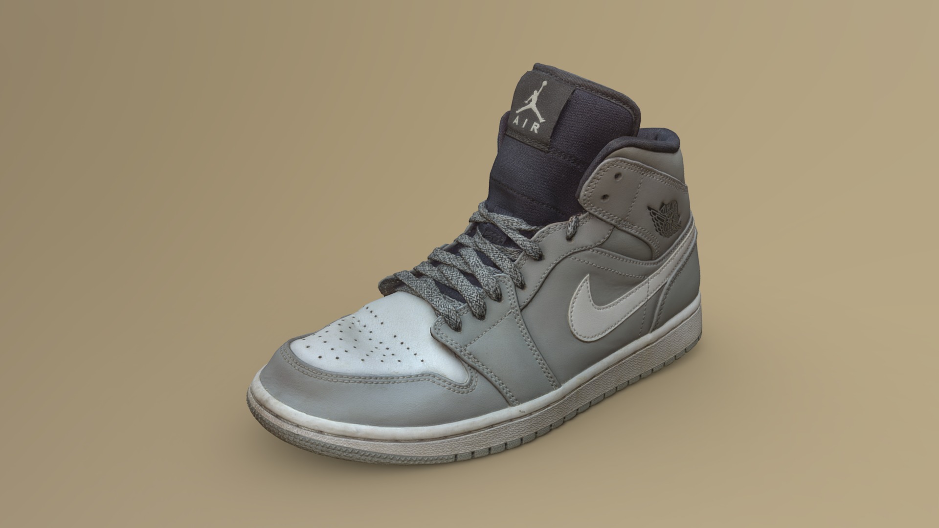 3D model Nike Air Jordan I - This is a 3D model of the Nike Air Jordan I. The 3D model is about a black and white shoe.