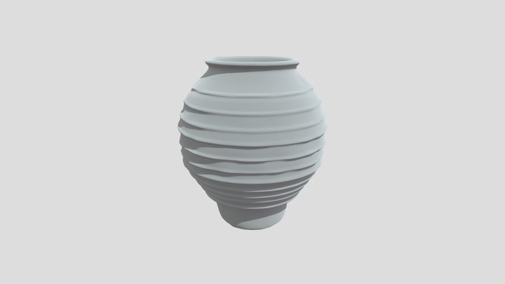 Ribbed Terracotta Vase 3D Model