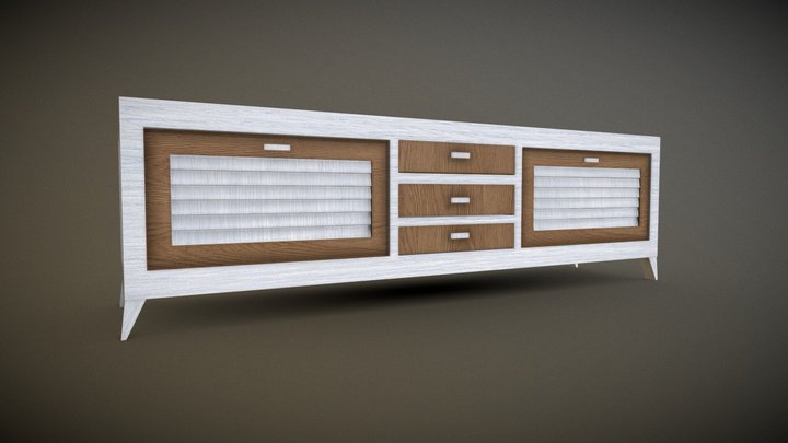 Modern Wooden Sideboard 3D Furniture Model