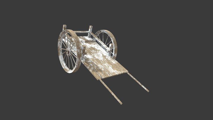 Snowy wooden cart 3D Model