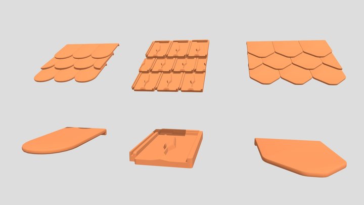Vietnamese Asian Roof Brick Tiles 3D Model