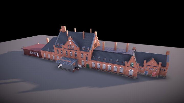 low poly railway station 3d model 3D Model