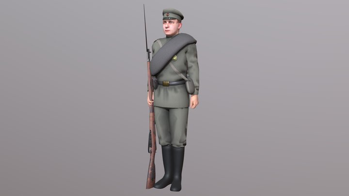WWI Russian Soldier 3D Model