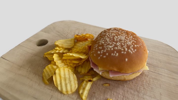 Ham & Cheese sandwich and crisps – Free 3D Model STL