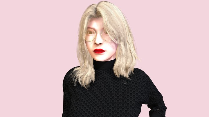 ADA In Sweater and Platinum Heels 3D Model