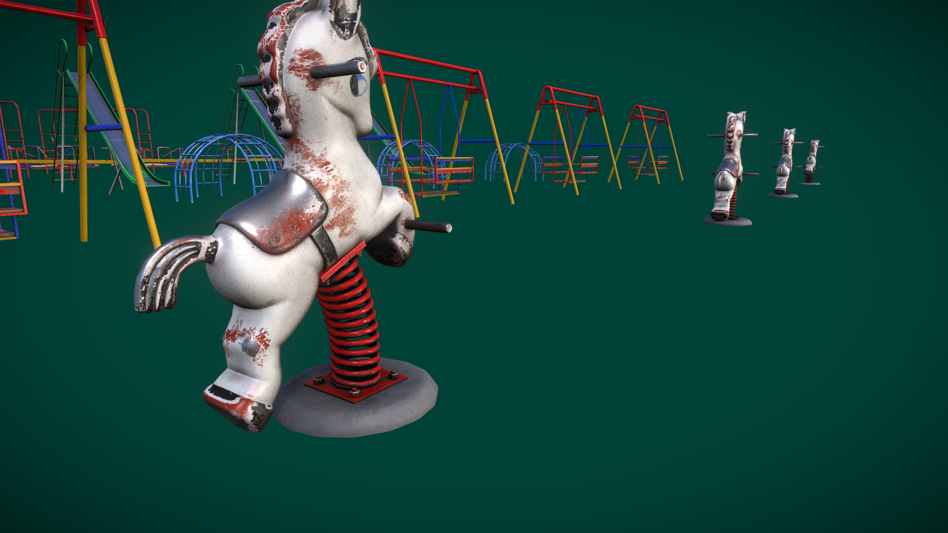 3D model Playground Equipment pack with LOD versions - This is a 3D model of the Playground Equipment pack with LOD versions. The 3D model is about a toy figurine of a unicorn.