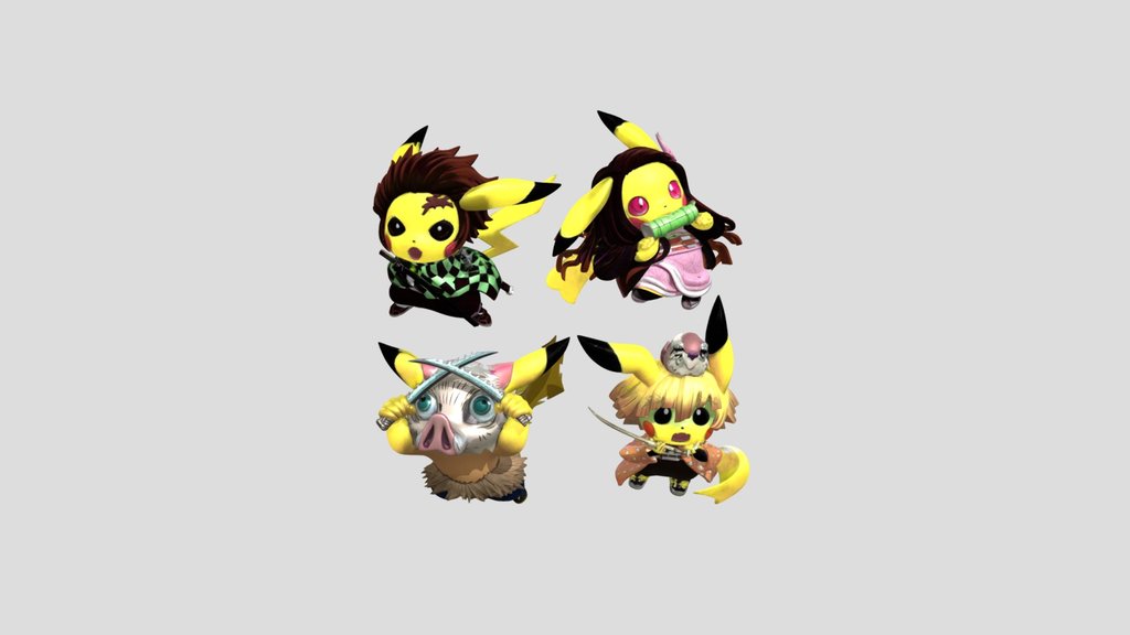 Demon Slayer Pikachu Quartet