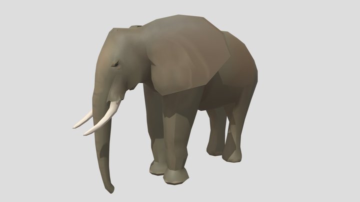 Low Poly Elephant 3D Model