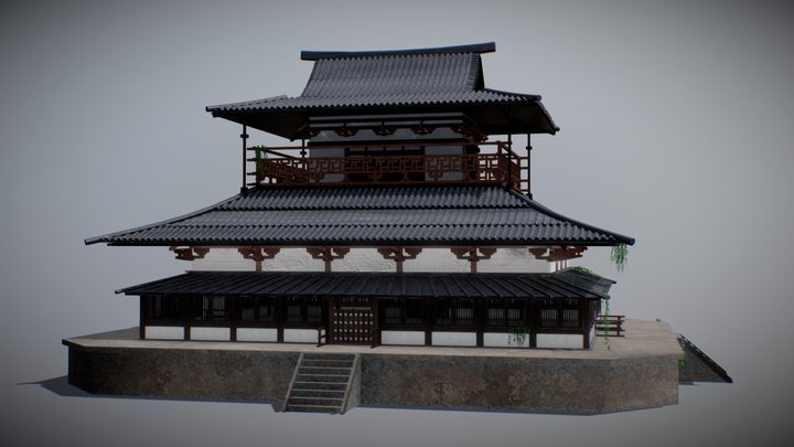Japanese Hōryū-ji Temple (Replica) 3D Model