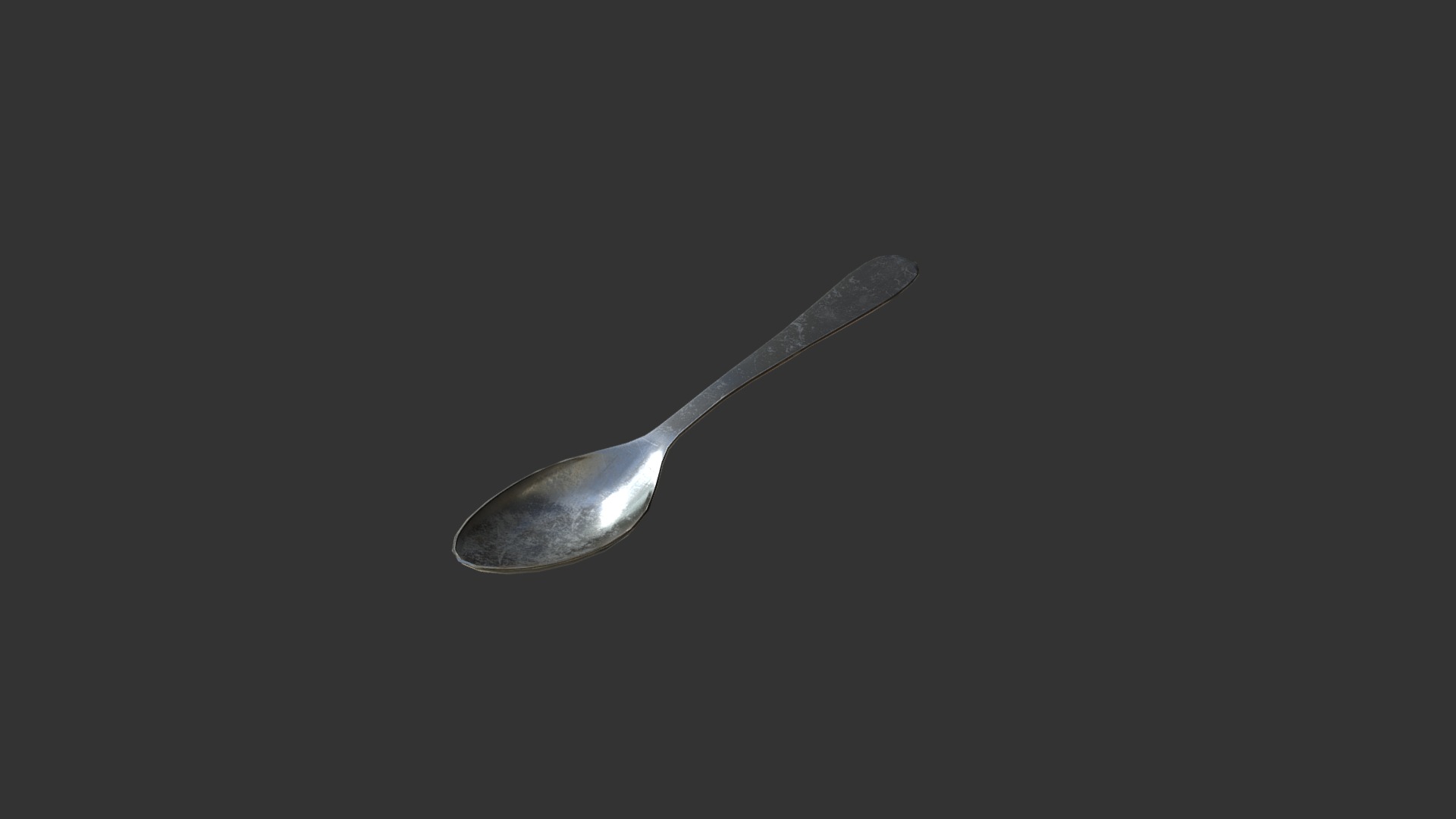 3D model Spoon Low-poly 3D model - This is a 3D model of the Spoon Low-poly 3D model. The 3D model is about a silver spoon with a dark background.