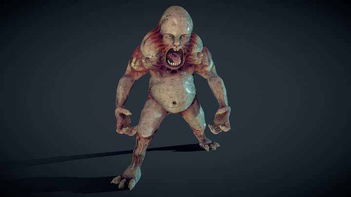 Three-Head Baby Mutant 3D Model
