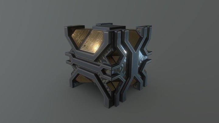 Decorative Hypercube - Black Gold 3D Model
