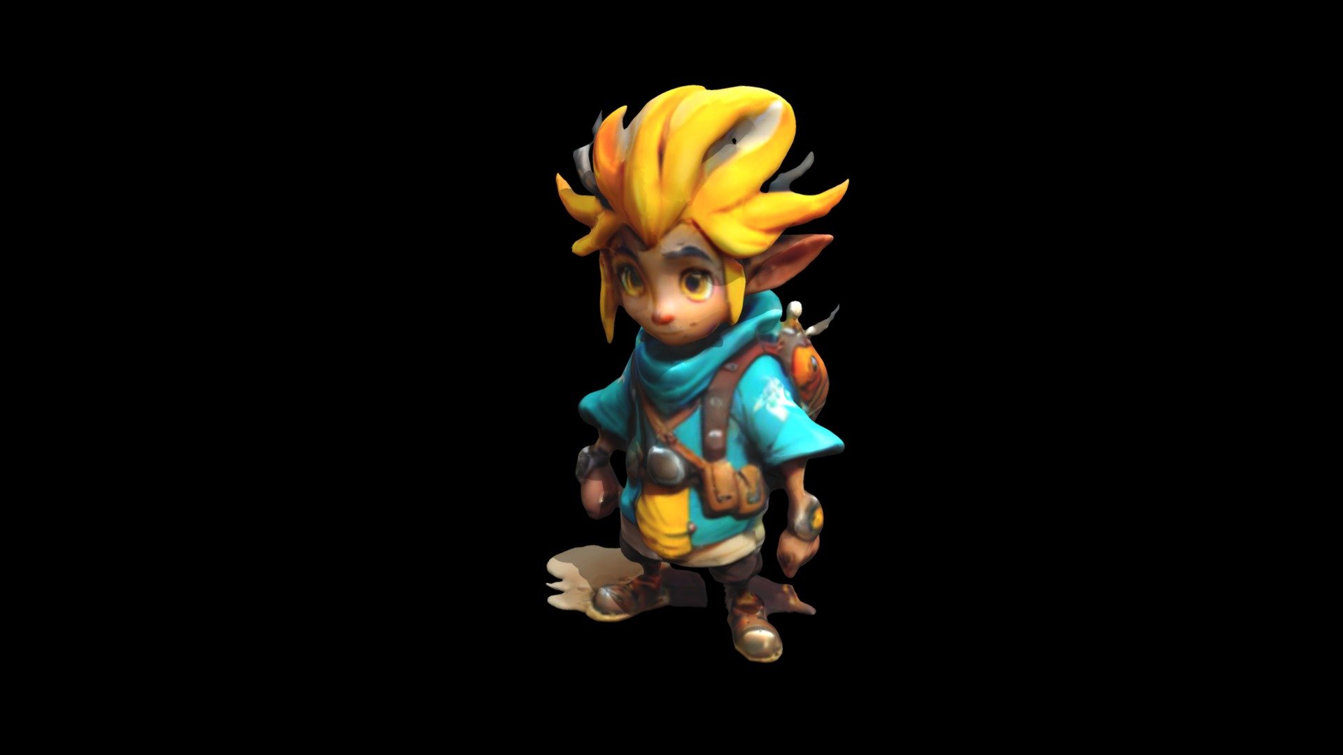 "Animé-style character with yellow spiky hair an - Download Free 3D ...