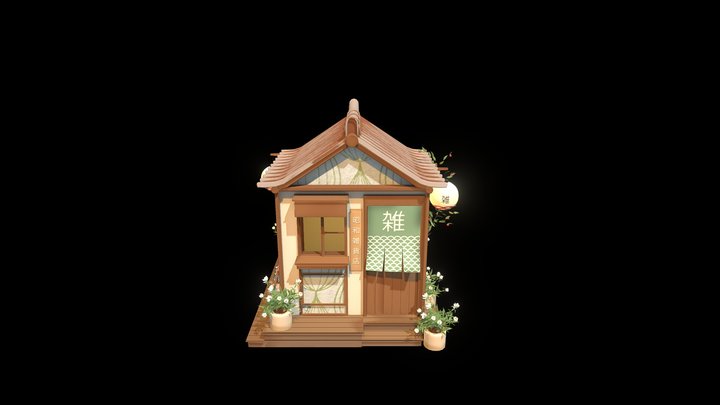 Stylized Japanese Convenience Store Diorama 3D Model