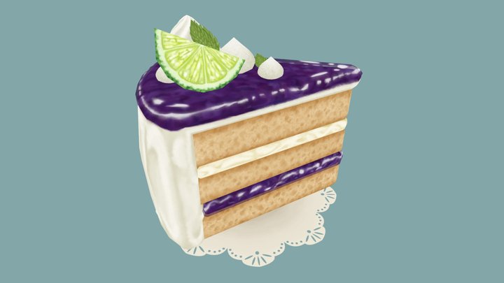 Blueberry Lime cake 3D Model
