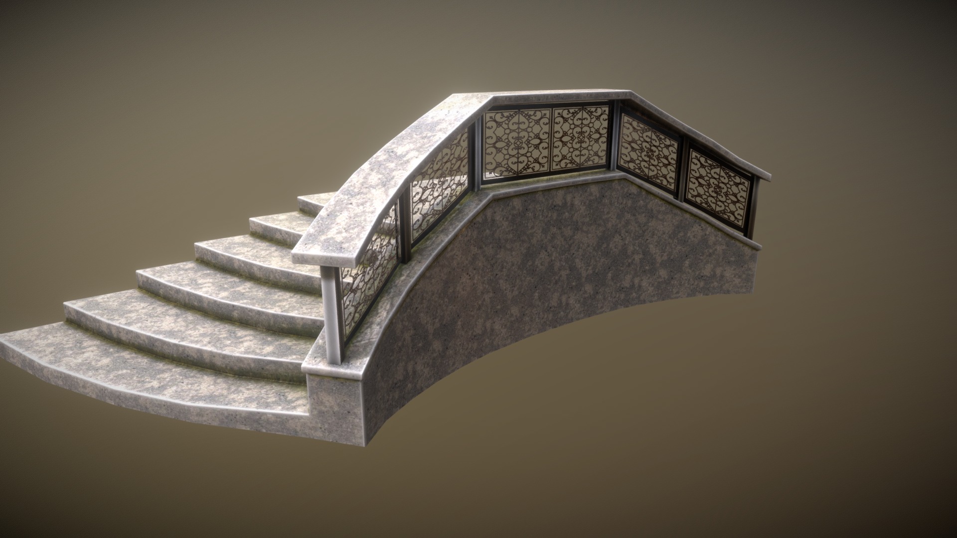 3D model StairsOrnament - This is a 3D model of the StairsOrnament. The 3D model is about a staircase with a railing.