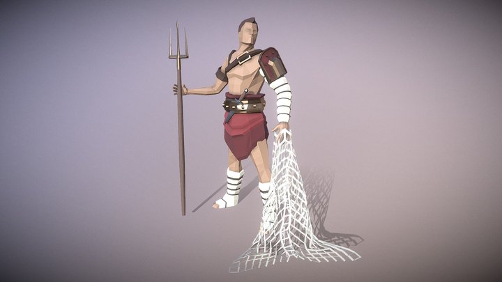 Low-Poly Retiarius Gladiator 3D Model