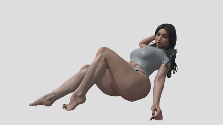 Asian woman lying down 3D Model
