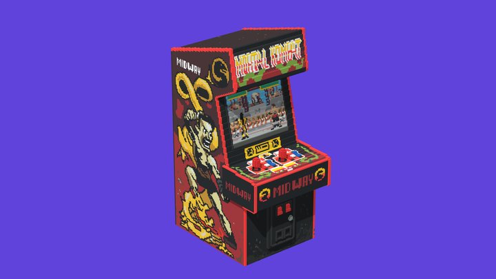 Mortal Kombat 1 Retro Arcade Cabinet 3D Model
