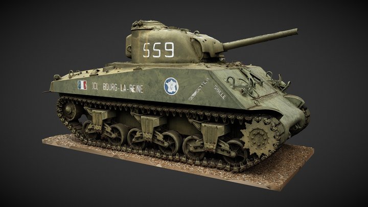 M4A4 Sherman tank replica "Bourg la Reine" 3D Model