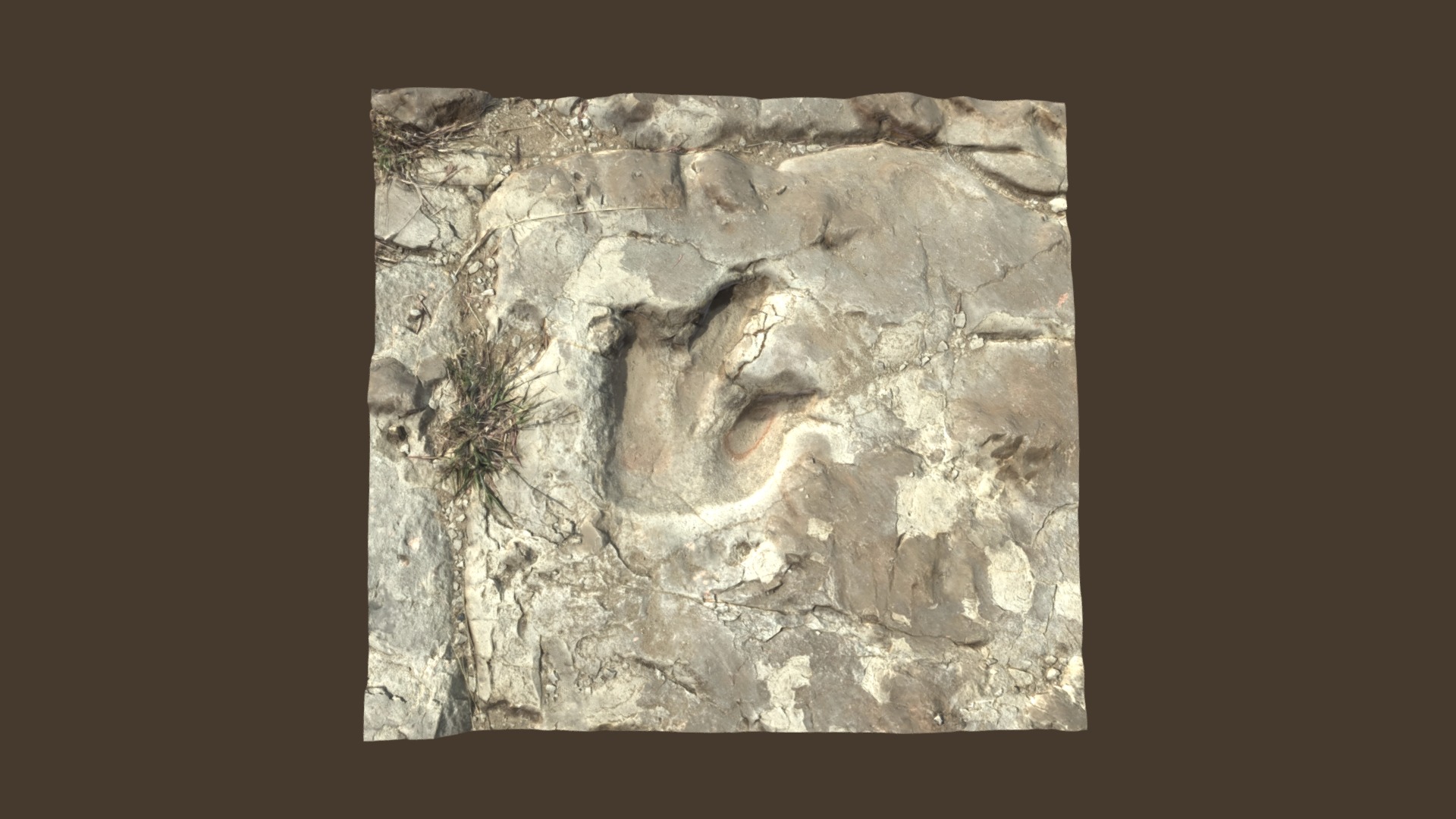 3D model Track 1 – Picketwire, CO - This is a 3D model of the Track 1 - Picketwire, CO. The 3D model is about a stone carving of a person.