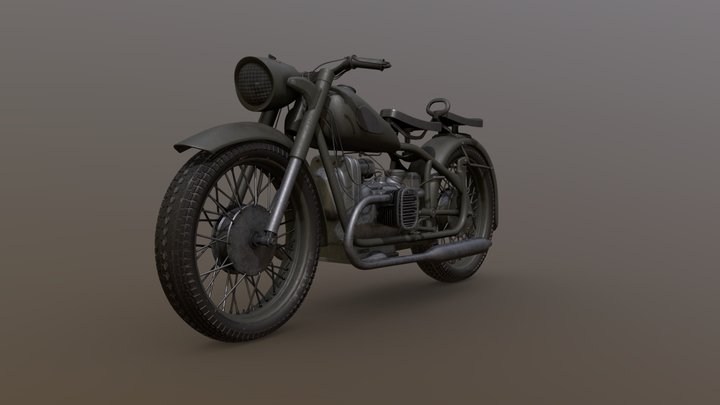 Soviet Military Bike (K750) 3D Model
