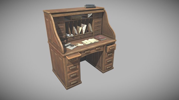 Wood desk 3D Model