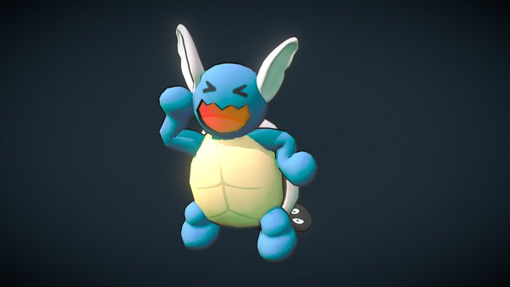 Wobbuffet + Wartortle (Pokefusion) 3D Model